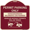 Signmission Permit Parking Estacionamiento Con Permiso. Vehicles w/o Permits Tow Alum, 18" x 18", BU-1818-23314 A-DES-BU-1818-23314